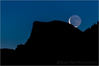 First Look, Crescent moon above Half Dome, Yosemite
