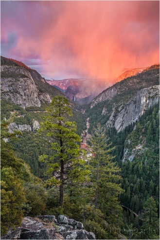 Red Veil, Bridalveil Fall and the Merced River Canyon, Yosemite