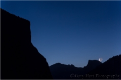 Dawn Moonrise, El Capitan and Half Dome, Yosemite