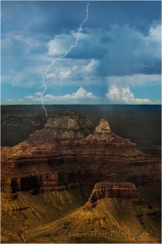 Lightning Strike, Zoroaster Temple and Brahma Temple, Grand Canyon