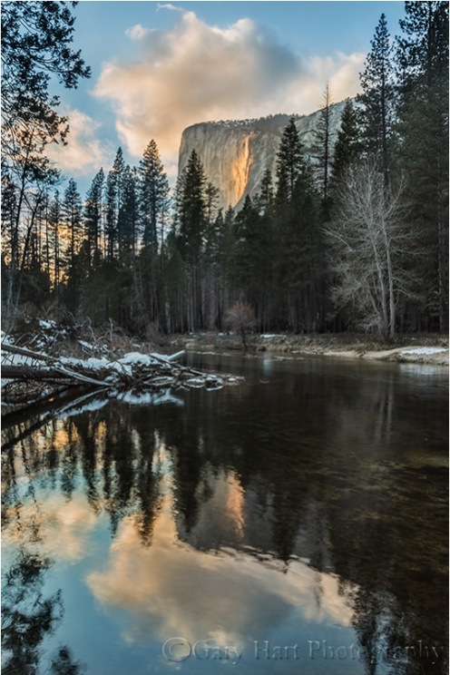 Sunset Reflection, El Capitan and Horsetail Fall, Yosemite