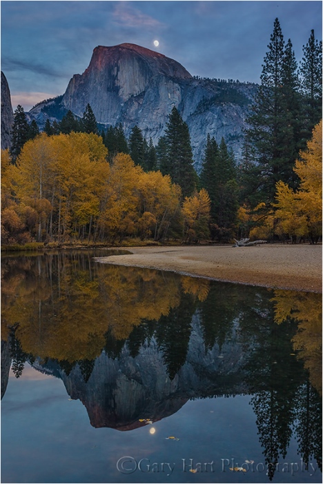 Gary Hart Photography: Autumn Moonrise, Half Dome and the Merced River, Yosemite