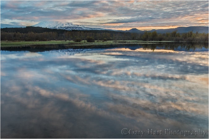 Sunrise Reflection, Trout Lake and Mt. Adams, Washington