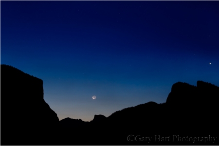 Gary Hart Photography, Moon and Morning Star, Yosemite
