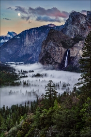 Gary Hart Photography: Moon and Mist, Half Dome and Bridalveil Fall, Yosemite