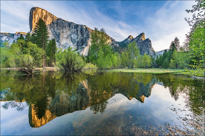 Gary Hart Photography: Spring Reflection, El Capitan and Three Brothers, Yosemite