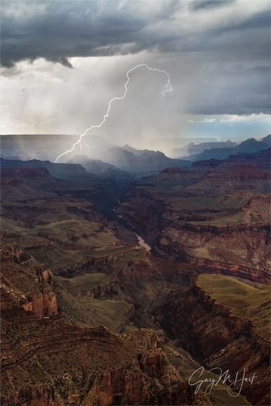 Gary Hart Photography: Diagonal Lightning Strike, Lipan Point, Grand Canyon