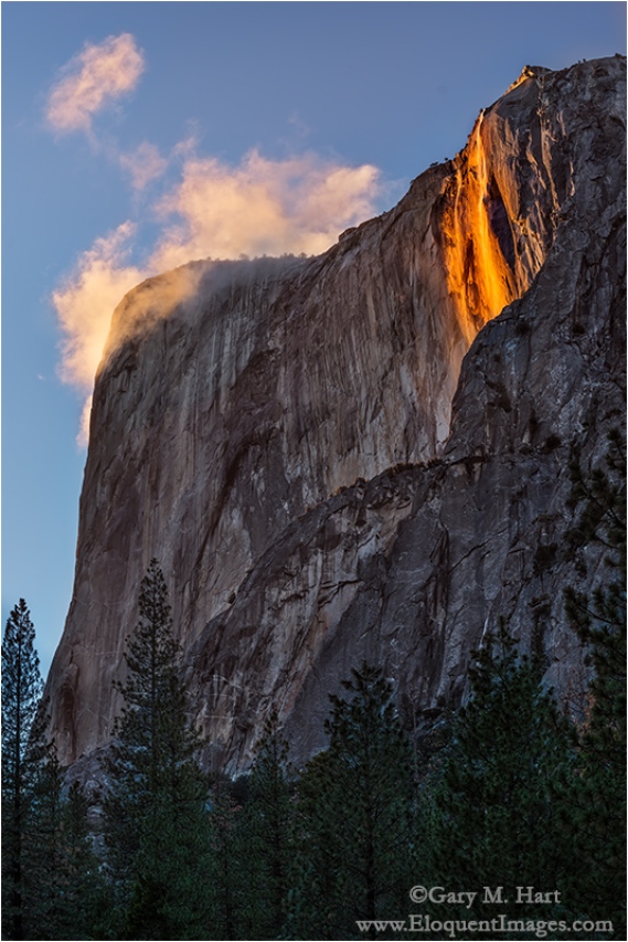 Horsetail Fall and Clouds, El Capitan, Yosemite