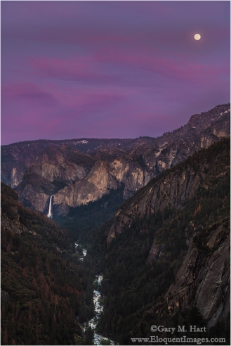 Gary Hart Photography: Spring Moonrise, Bridalveil Fall and the Merced River Canyon, Yosemite