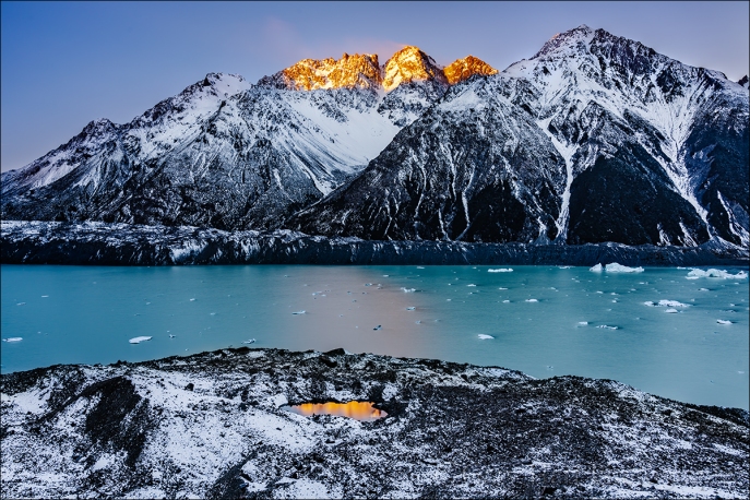Gary Hart Photography: Last Light, Tasman Lake, New Zealand