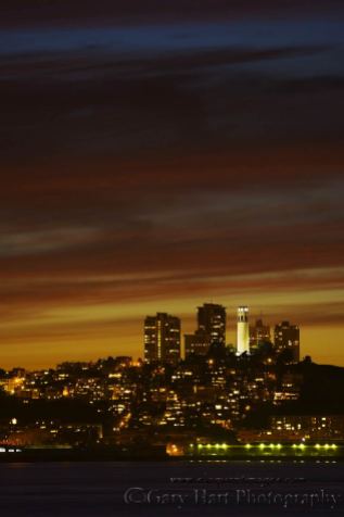 Gary Hart Photography: Nightfall, Coit Tower, San Francisco