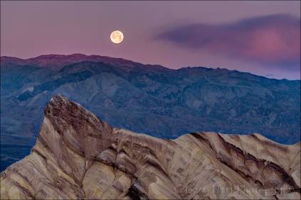 Gary Hart Photo: Moonset, Manly Beacon from Zabriskie Point, Death Valley