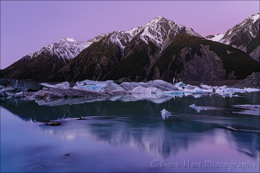Gary Hart Photography: Twilight, Tasman Lake, New Zealand