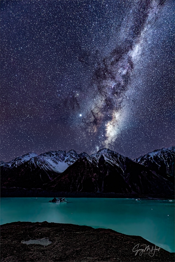 Winter Night, Milky Way Above Tasman Lake, New Zealand