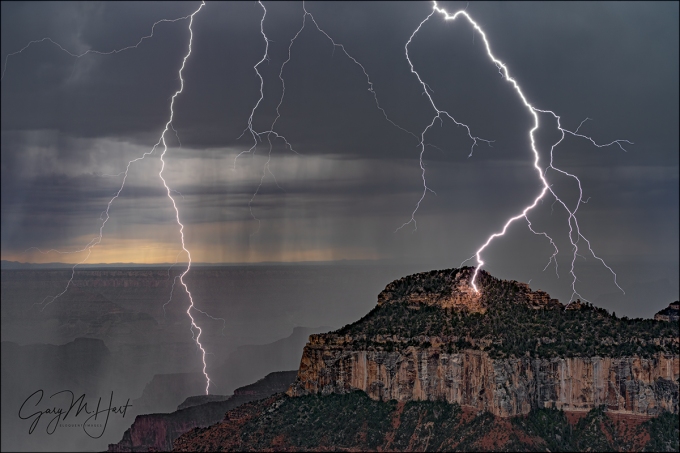 Gary Hart Photography: Lightning Explosion, Oza Butte, Grand Canyon North Rim