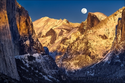 Gary Hart Photography: Moonrise, Horsetail Fall and Half Dome, Yosemite