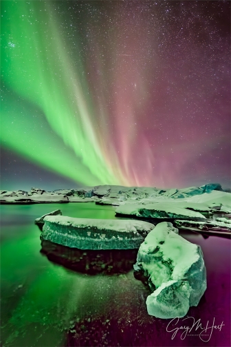 Gary Hart Photography: Aurora on Ice, Glacier Lagoon, Iceland