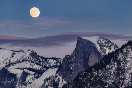 Gary Hart Photography: December Moon, Half Dome, Yosemite