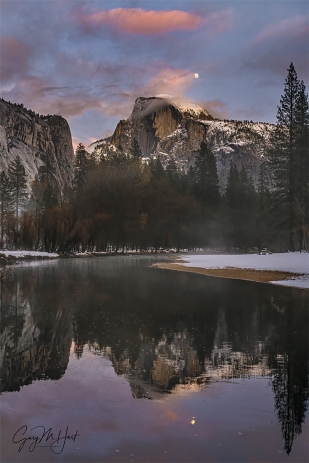 Gary Hart Photography: Winter Moon Reflection, Half Dome, Yosemite