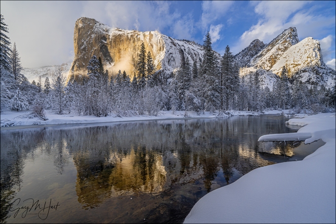 Gary Hart Photography: Winter Reflection, El Capitan and Three Brothers, Yosemite