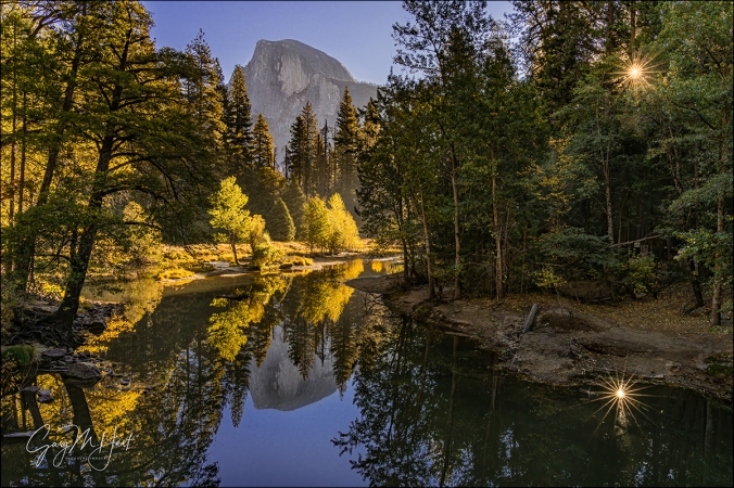 Gary Hart Photography: Autumn Morning, Half Dome and Sunstar from Sentinel Bridge, Yosemite