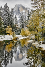 Gary Hart Photography: Autumn Snowfall Reflection, Half Dome, Yosemite