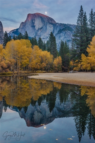 Gary Hart Photography: Autumn Moonrise, Half Dome and the Merced River, Yosemite