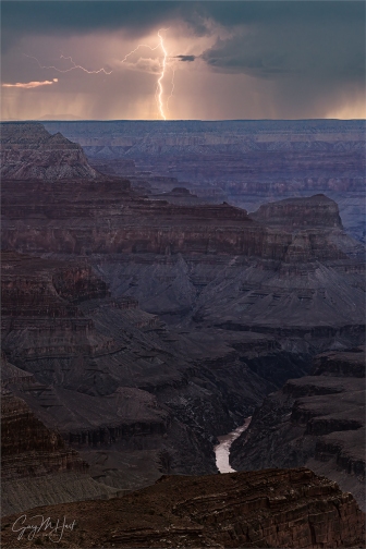 Gary Hart Photography: Twilight Lightning, Hopi Point, Grand Canyon