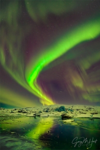 Gary Hart Photography: Northern Lights Reflection, Aurora and Glacier Lagoon, Iceland